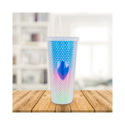 Vaso Texturizado con Efecto Tornasol color Azul 650ml  