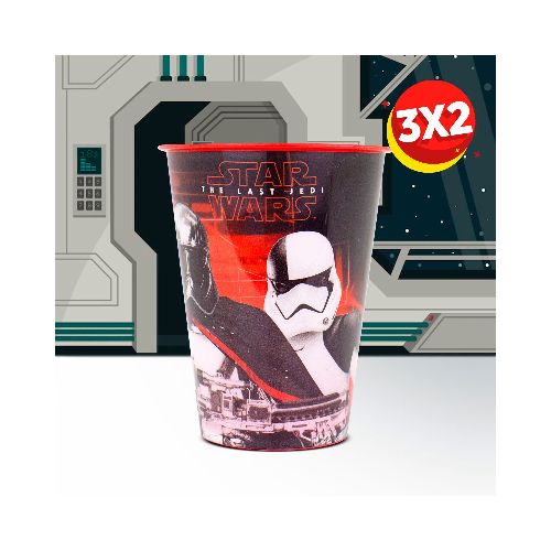 3X2 Vaso de Plástico Star Wars Episodio VIII color Rojo 500ml.  