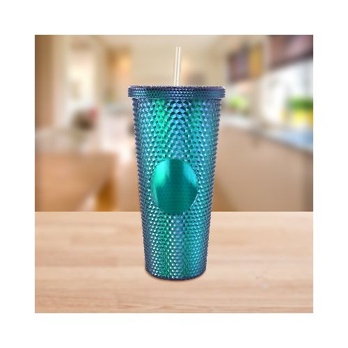 Vaso Texturizado con Popote, 650ml  