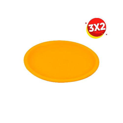 3X2 Plato Trinche Redondo 22cm color Amarillo  