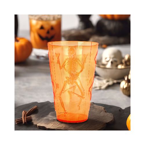 Vaso de Plástico color Naranja con Diseño de Halloween  