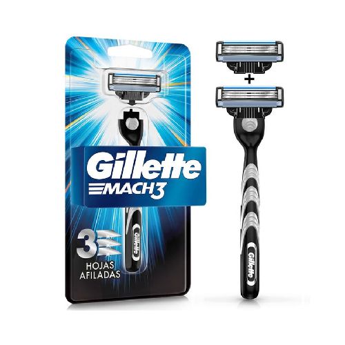 Rastrillo Gillette Mach3 1 Mango + 2 Repuestos con 3 Hojas - H-E-B México | Hacemos el súper por ti