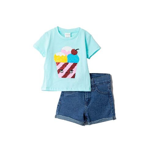 Conjunto de short y playera para niña choys azul 8263 - La Marina va con tu estilo