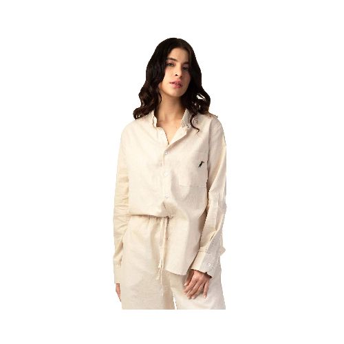 Blusa camisera para dama Tucane blanco set linen shirt - La Marina va con tu estilo