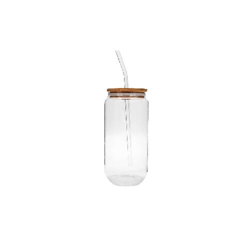 Vaso Tubular con Popote y Tapa Bambu 500ml - Global Fuentes  