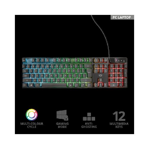 Teclado Gamer Trust GXT 835 Azor Alámbrico Negro