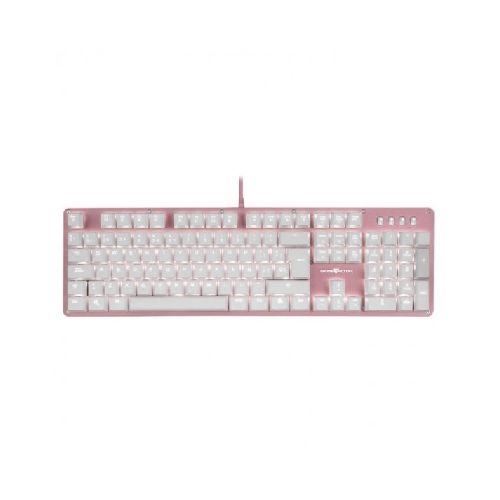 Teclado Gamer Mecanico Game Factor KBG400 Pink Edition KRED Switch Blue / Alambrico / Iluminación White / USB