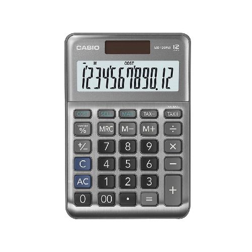 Calculadora de Escritorio de 12 Dígitos Gris Metalico Casio - TONY Superpapelerías | Tienda en Linea