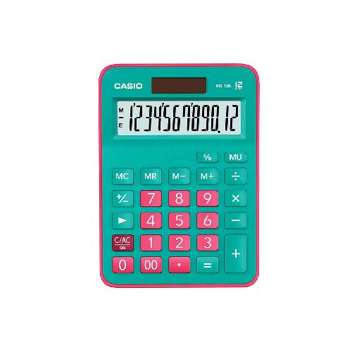 Calculadora de Escritorio de 12 Dígitos Color Verde con Rosa Casio MX-12BGNRD - TONY Superpapelerías | Tienda en Linea