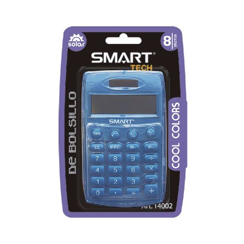 Calculadora de Bolsillo Mediana de 8 Dígitos Solar Cool Colors Smartech - TONY Superpapelerías | Tienda en Linea