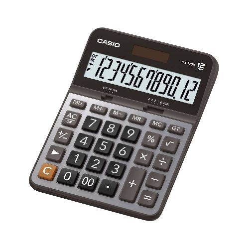 Calculadora de Escritorio de 12 Dígitos Negro y Gris Casio DX120BS - TONY Superpapelerías | Tienda en Linea