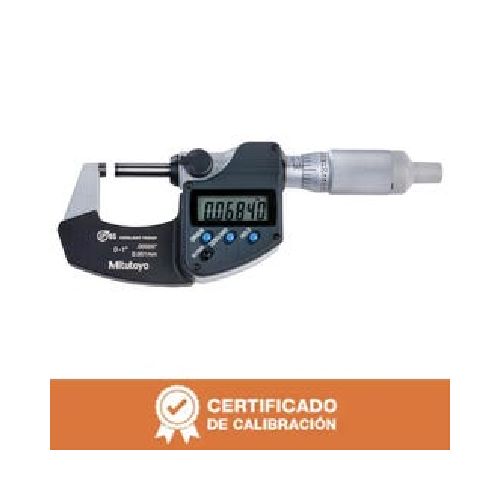 Micrómetro Digital 0 a 1" IP65 Calibrado con Tambor de Matraca #293-344-30C MITUTOYO  