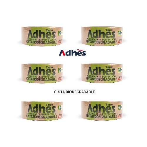 6 piezas de cinta de papel Kraft biodegradable 48mm X 50m D4850NB13 Adhes - Macroherramientas