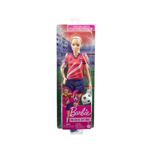 Barbie Profesiones Jugadora de Fútbol Playera Roja HCN17  