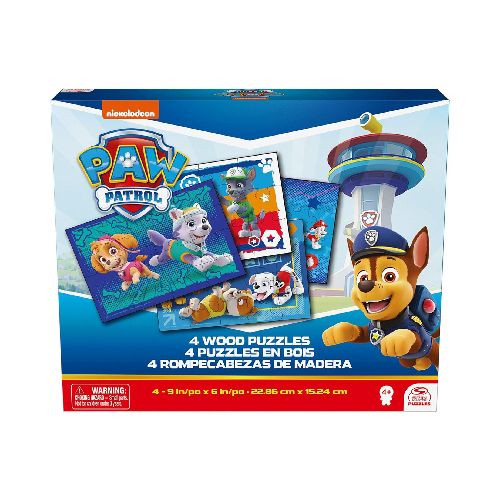 Paw Patrol 4 Pack Wooden Puzzles  