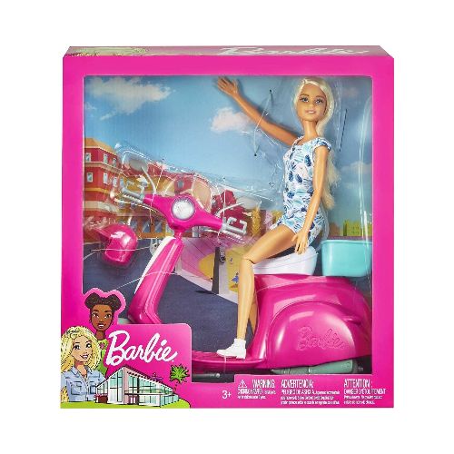 Barbie Motoneta con Muñeca GBK85  