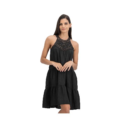 Vestido Cuello Halter Mujer Tejido En Pecho | DelSol