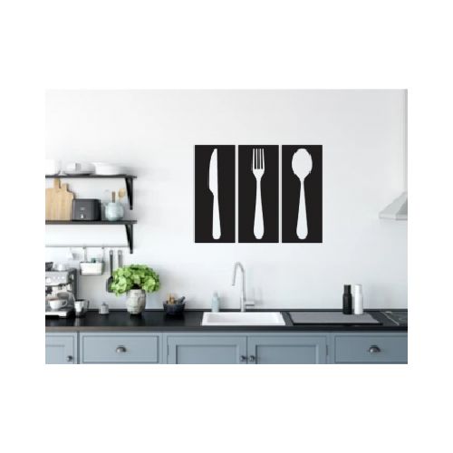 Figura Decorativa para Pared Cubiertos I Negro  