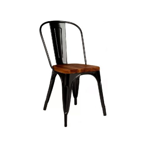 Silla Tolix Acero Vintage Asiento Madera Jardin Comedor  