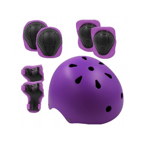 Casco Bicicleta Niños Kit Rodilleras+coderas+muñequeras  