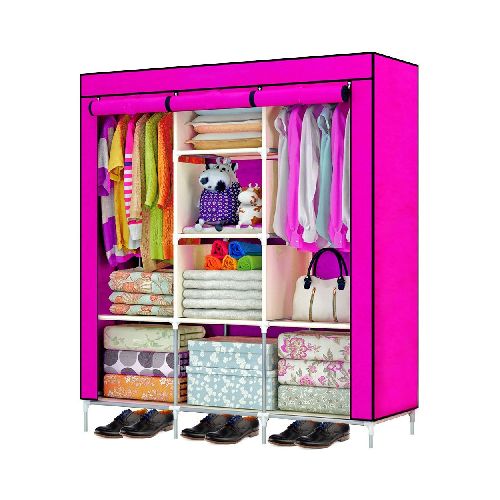 Closet Organizador 3 Puertas Compartimientos Perchero Rosa  Rack & Pack