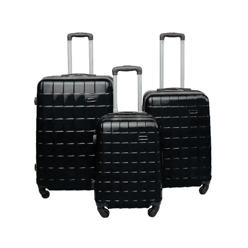 Maleta Viaje Set 3 Maletas Rigidas Ruedas Negro Avion Kit  