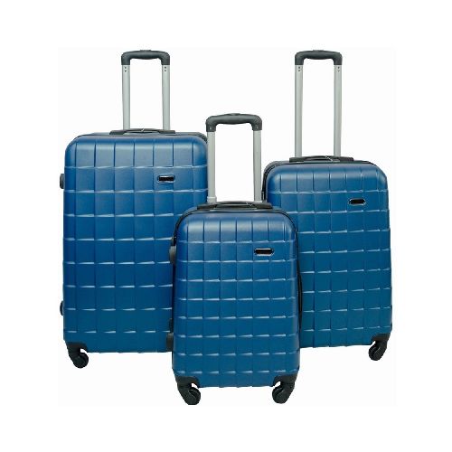 Set 3 Maletas Azul Rigida con Ruedas 360° Viaje Vacaciones Maleta Ligera