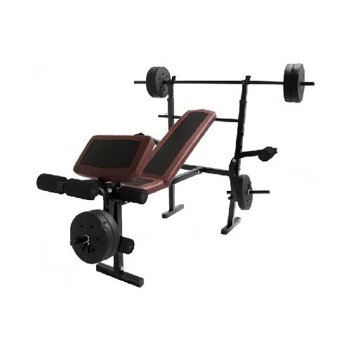 Set Barra Banco Pesas Centurfit Ejercicio Barra Recta Gym