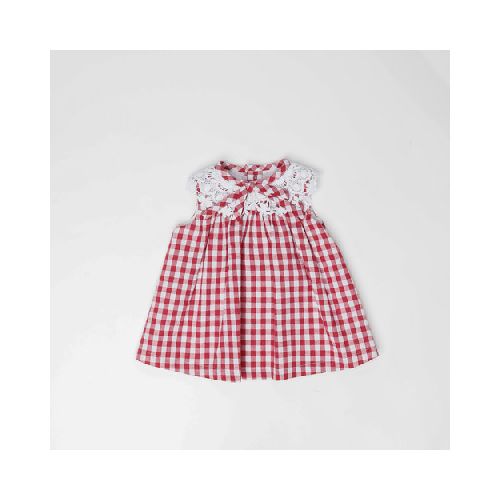 Vestido Bebe Cuadros Vichy Rojo Cubrepañal | PACHUS México