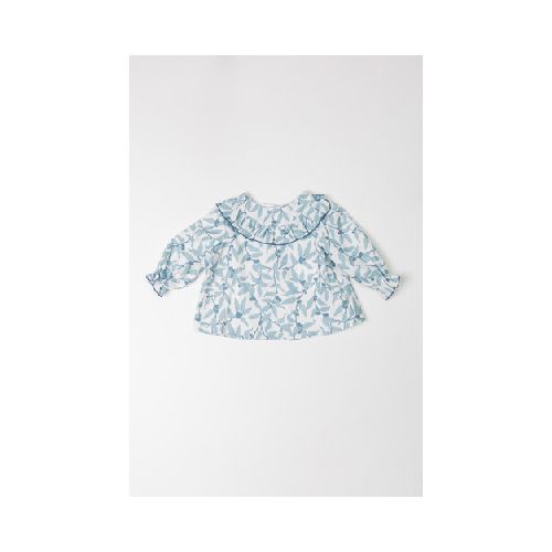 Blusa Flores Aqua con Pantalón pana olanes | PACHUS México