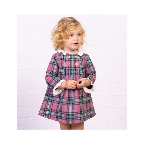 Vestido Mini Lana Cuadros Rosa Brillos | PACHUS México