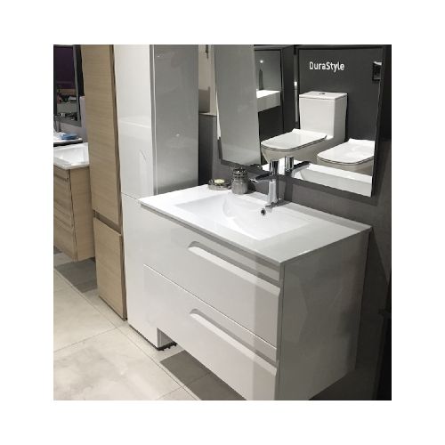 Vitale Gabinete para Baño medidas 60x46 cm Laca Brillo Blanco con Lavabo y Espejo  