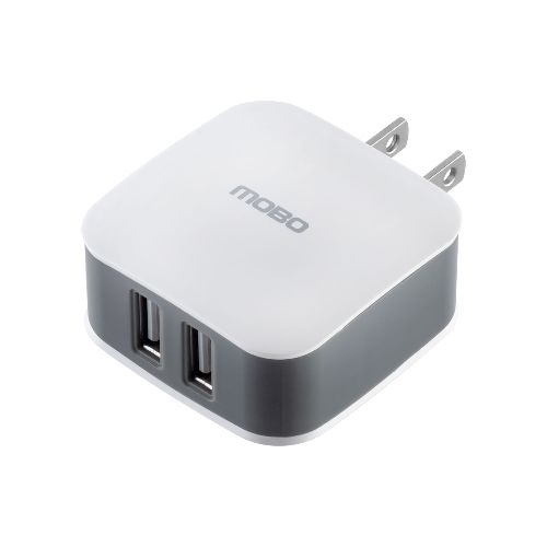 Cargador De Pared Mobo Duo 2 Puertos Usb-A Blanco Con Gris 2.1a/10w - Mobo