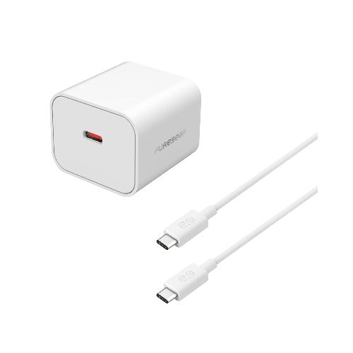 Cargador De Pared Pure Gear 1 Puerto Usb-C Y Cable Tipo C A Tipo C Blanco 30w - Mobo