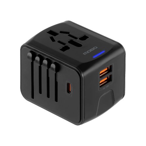 Cargador De Pared Mobo Jet Viaje 2 Puertos 1 Usb-A 1 Usb-C Negro 20w - Mobo