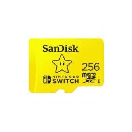 MEMORIA MICRO SD SANDISK NINTENDO SWITCH 256GB MICRO SDXC CLASE 3 BRAND MARIO STAR COLOR AMARILLO SDSQXAO-256G-GNCZN  