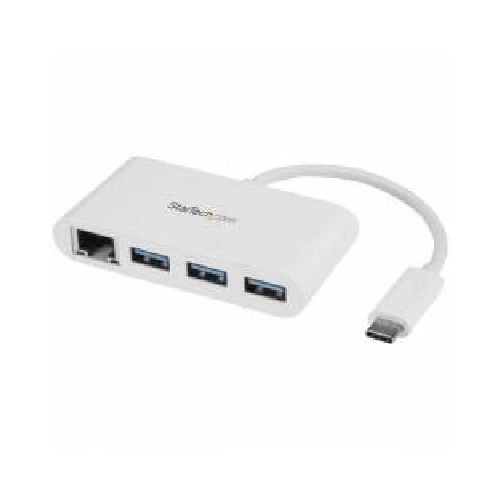 HUB USB 3.0 DE 3 PUERTOS CON USB-C Y ETHERNET GIGABIT - CONCENTRADOR DE USB TIPO-C A USB-A CONVENCIONAL - BLANCO - STAR  