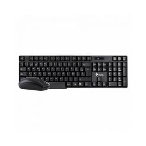 KIT TECLADO Y MOUSE STYLOS INALáMBRICO 105 TECLAS 1200 DPI USB NANO ALCANCE 10M COLOR NEGRO  