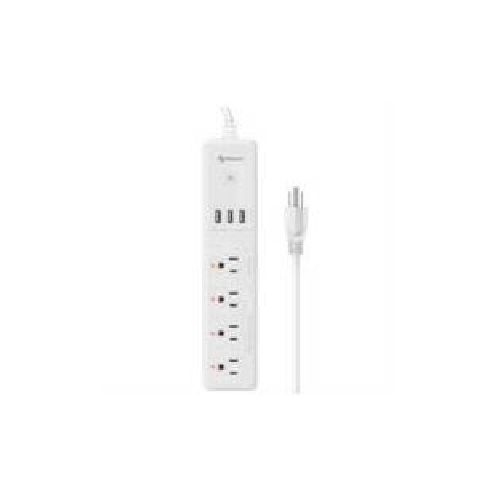 BARRA STEREN MULTICONTACTO WI-FI DE 4 SALIDAS HORIZONTALES Y TRIPLE CARGADOR USB COLOR BLANCO  