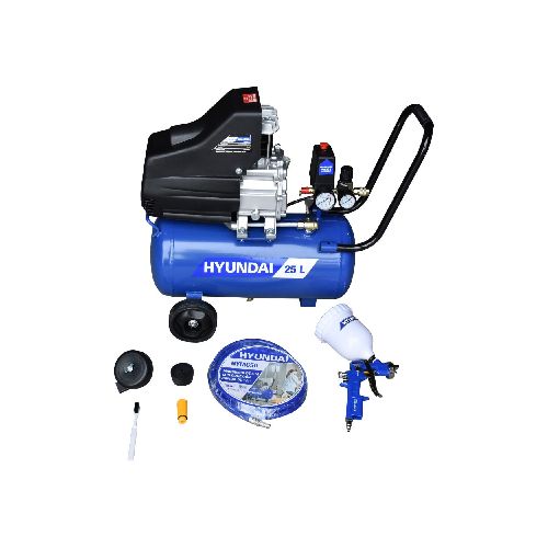 Compresor De Aire Hyundai 25 Litros 2.5 Hp C/Manguera Y Pistola - Hyac25k  