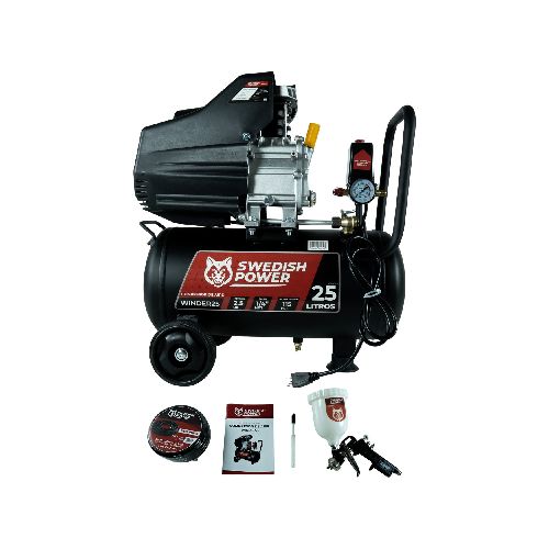 Compresor De Aire Swedish Power 25 Litros 2.5 Hp C/Manguera Y Pistola - Winder25  